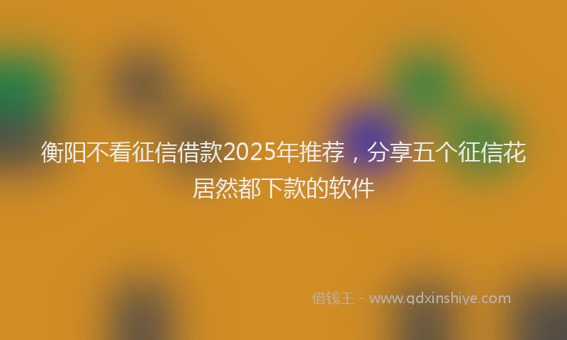 衡阳不看征信借款2025年推荐，分享五个征信花居然都下款的软件