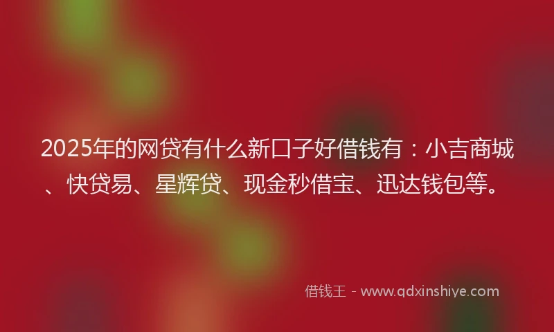 2025年的网贷有什么新口子好借钱有：小吉商城、快贷易、星辉贷、现金秒借宝、迅达钱包等。