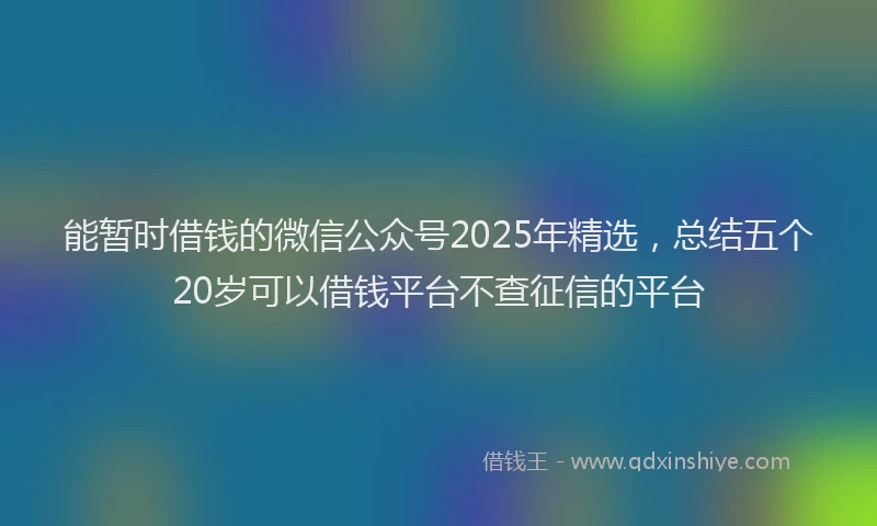 能暂时借钱的微信公众号2025年精选，总结五个20岁可以借钱平台不查征信的平台
