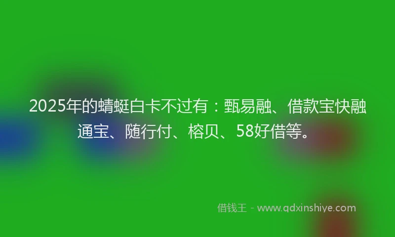 2025年的蜻蜓白卡不过有：甄易融、借款宝快融通宝、随行付、榕贝、58好借等。