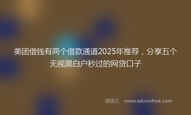 美团借钱有两个借款通道2025年推荐，分享五个无视黑白户秒过的网贷口子