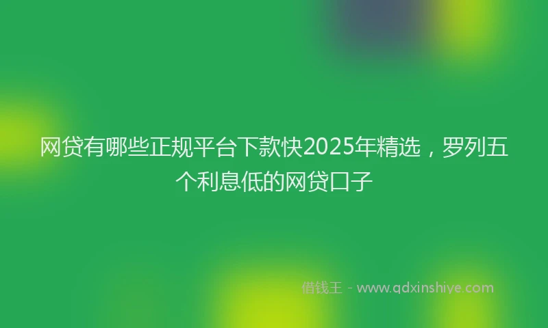 网贷有哪些正规平台下款快2025年精选，罗列五个利息低的网贷口子