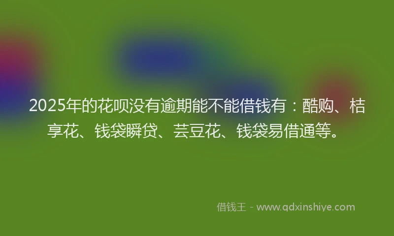 2025年的花呗没有逾期能不能借钱有：酷购、桔享花、钱袋瞬贷、芸豆花、钱袋易借通等。