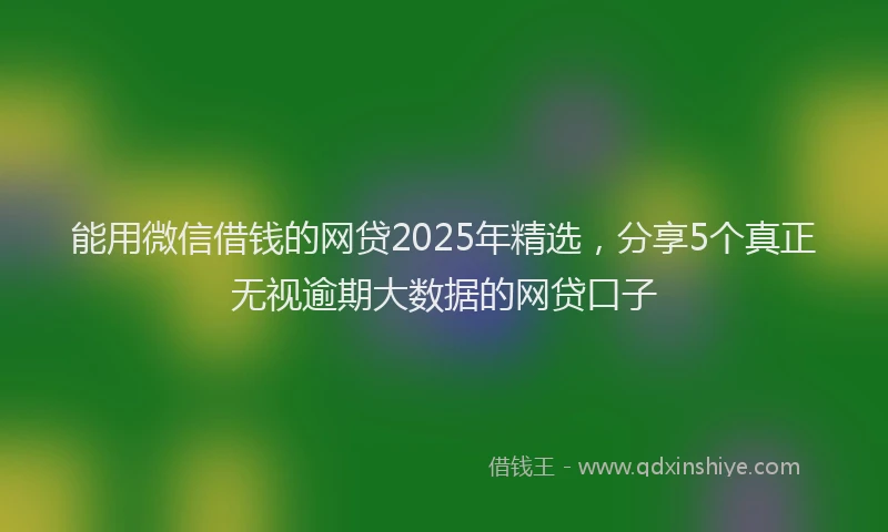 能用微信借钱的网贷2025年精选，分享5个真正无视逾期大数据的网贷口子
