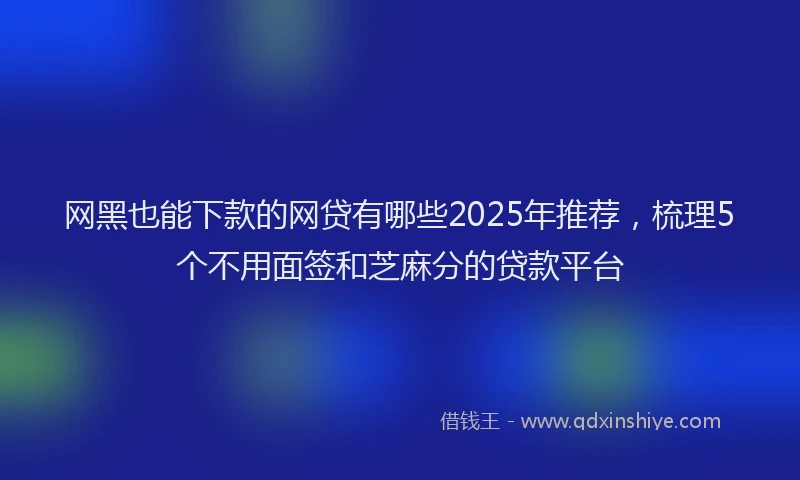 网黑也能下款的网贷有哪些2025年推荐，梳理5个不用面签和芝麻分的贷款平台