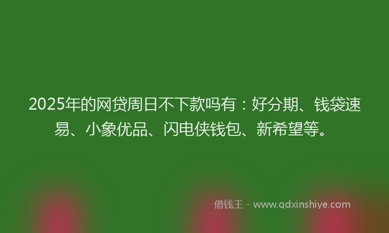 2025年的网贷周日不下款吗有：好分期、钱袋速易、小象优品、闪电侠钱包、新希望等。