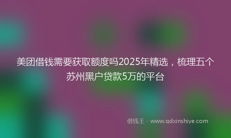 美团借钱需要获取额度吗2025年精选，梳理五个苏州黑户贷款5万的平台