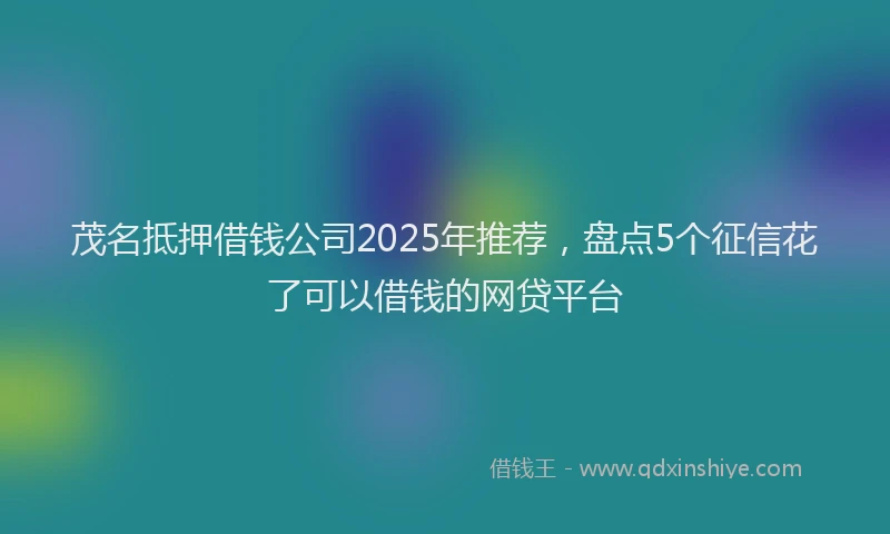 茂名抵押借钱公司2025年推荐，盘点5个征信花了可以借钱的网贷平台