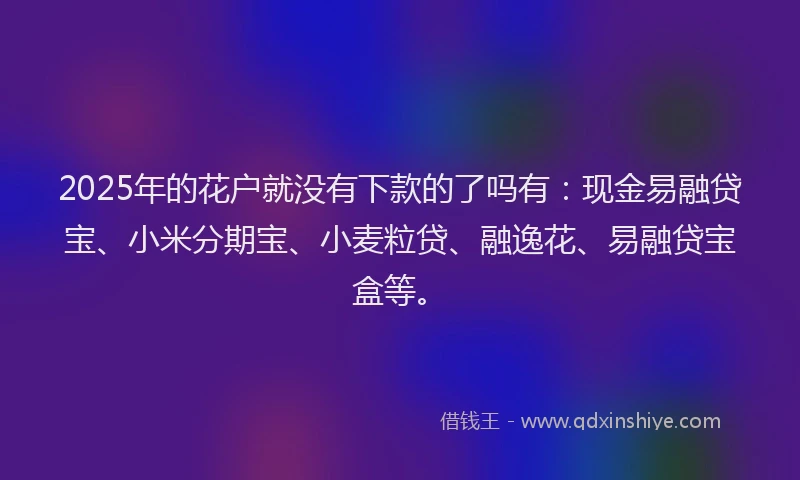 2025年的花户就没有下款的了吗有：现金易融贷宝、小米分期宝、小麦粒贷、融逸花、易融贷宝盒等。