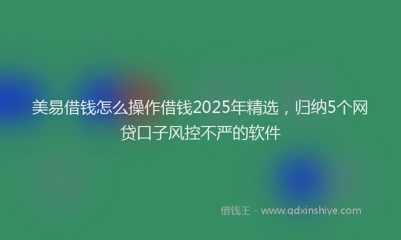 美易借钱怎么操作借钱2025年精选，归纳5个网贷口子风控不严的软件