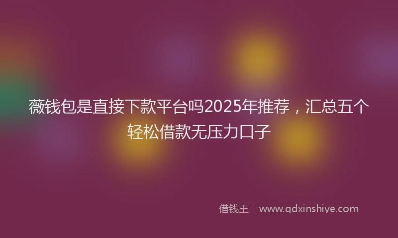 薇钱包是直接下款平台吗2025年推荐，汇总五个轻松借款无压力口子
