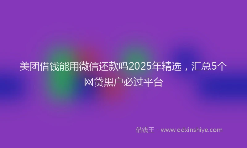 美团借钱能用微信还款吗2025年精选，汇总5个网贷黑户必过平台