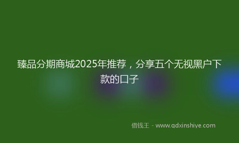 臻品分期商城2025年推荐，分享五个无视黑户下款的口子