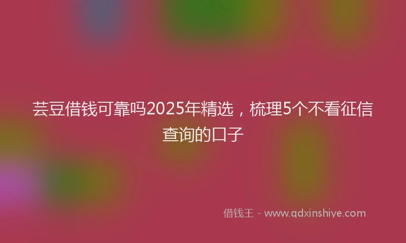 芸豆借钱可靠吗2025年精选，梳理5个不看征信查询的口子