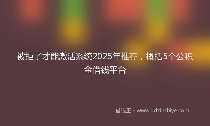 被拒了才能激活系统2025年推荐，概括5个公积金借钱平台