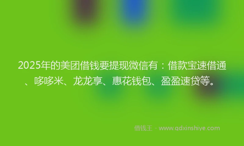 2025年的美团借钱要提现微信有：借款宝速借通、哆哆米、龙龙享、惠花钱包、盈盈速贷等。