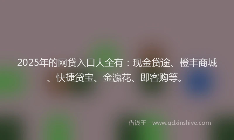 2025年的网贷入口大全有：现金贷途、橙丰商城、快捷贷宝、金瀛花、即客购等。