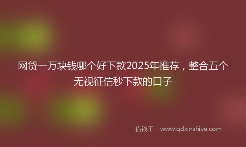 网贷一万块钱哪个好下款2025年推荐，整合五个无视征信秒下款的口子