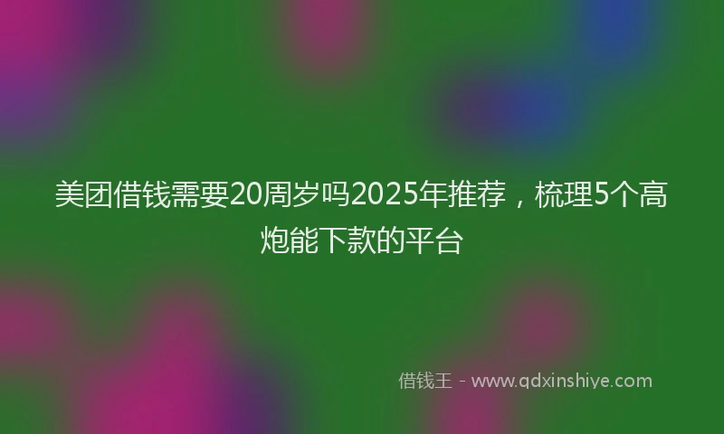 美团借钱需要20周岁吗2025年推荐，梳理5个高炮能下款的平台