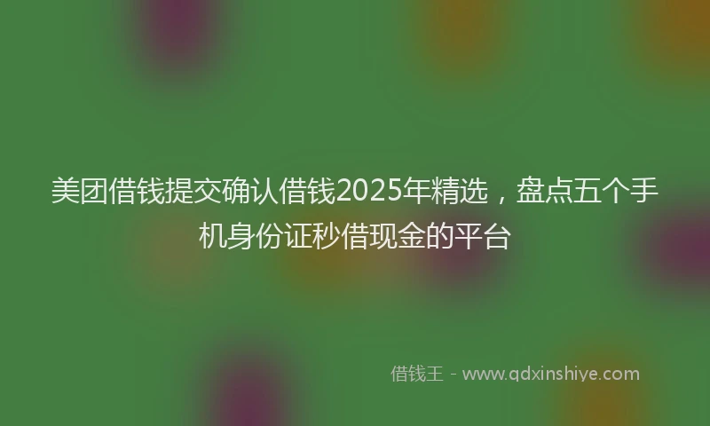 美团借钱提交确认借钱2025年精选，盘点五个手机身份证秒借现金的平台