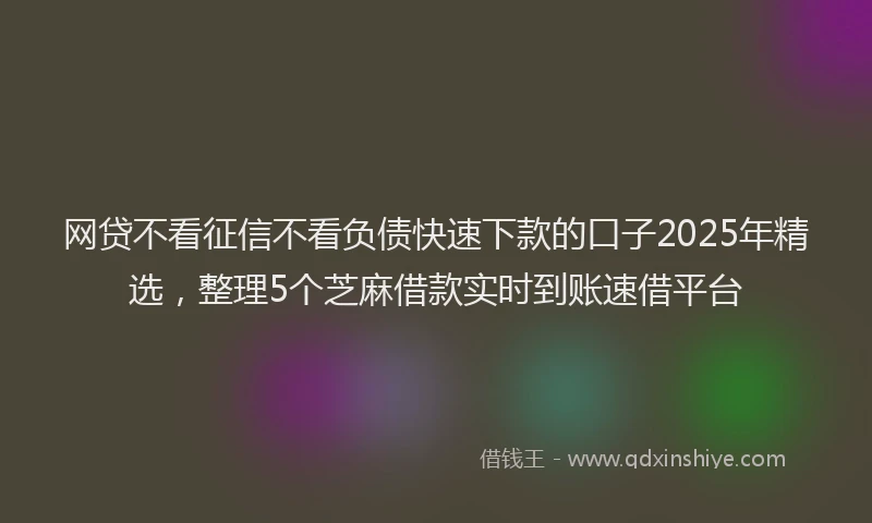 网贷不看征信不看负债快速下款的口子2025年精选，整理5个芝麻借款实时到账速借平台