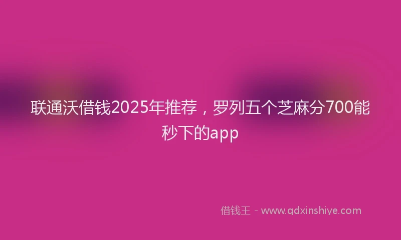 联通沃借钱2025年推荐，罗列五个芝麻分700能秒下的app