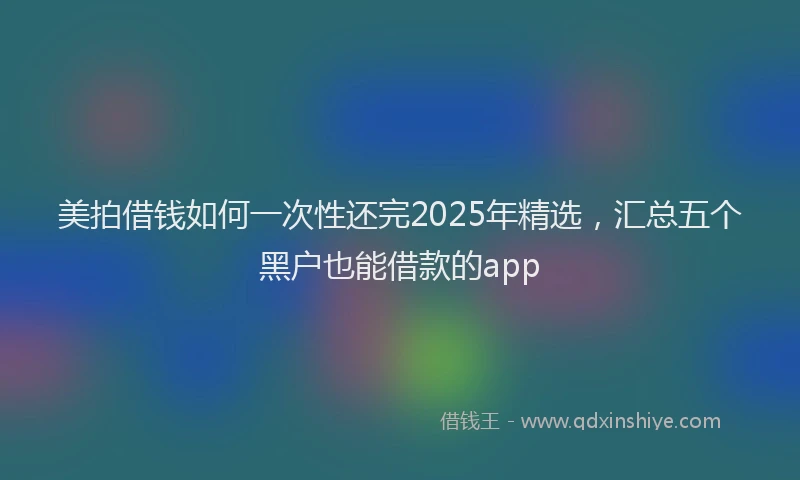 美拍借钱如何一次性还完2025年精选，汇总五个黑户也能借款的app