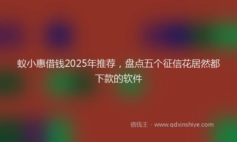 蚁小惠借钱2025年推荐，盘点五个征信花居然都下款的软件