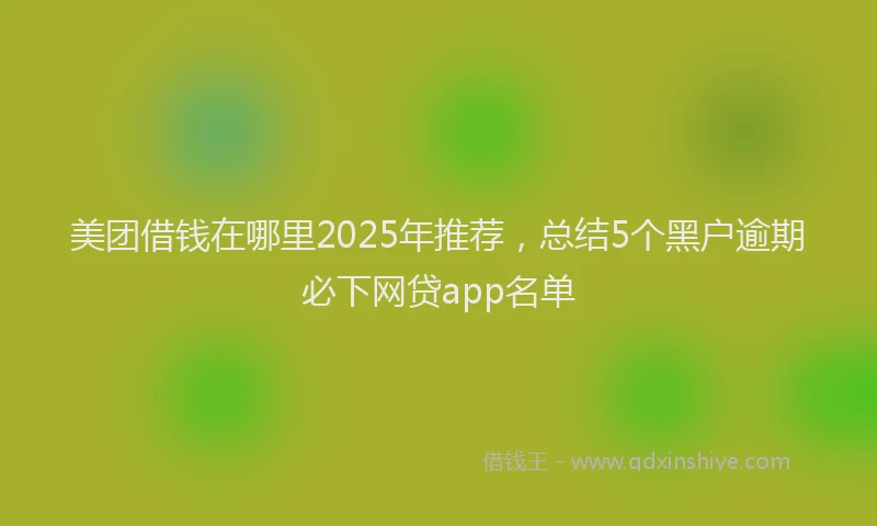 美团借钱在哪里2025年推荐，总结5个黑户逾期必下网贷app名单