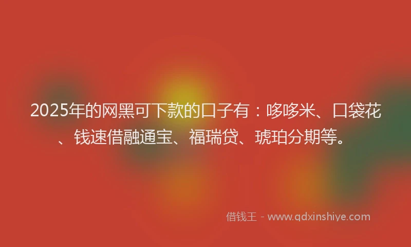 2025年的网黑可下款的口子有：哆哆米、口袋花、钱速借融通宝、福瑞贷、琥珀分期等。