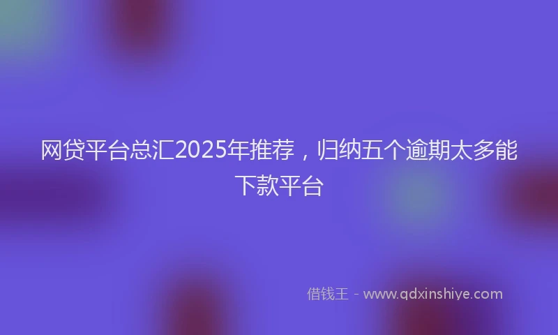 网贷平台总汇2025年推荐，归纳五个逾期太多能下款平台