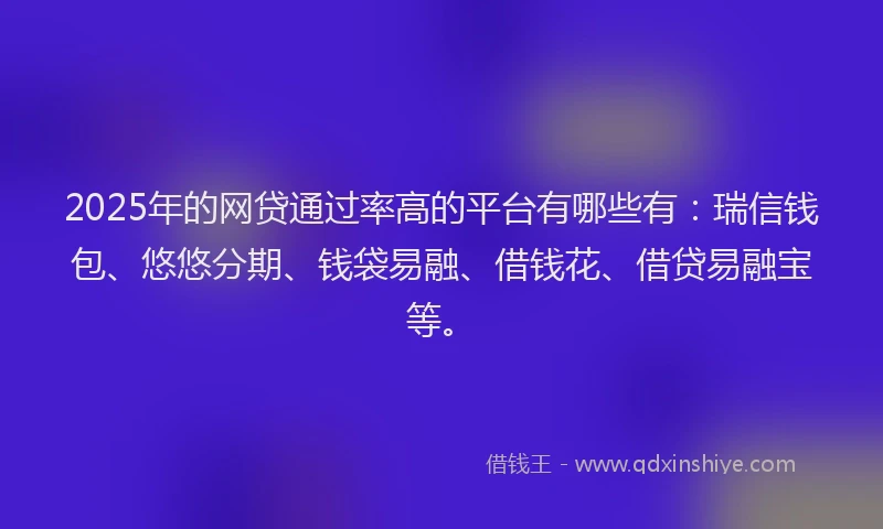 2025年的网贷通过率高的平台有哪些有：瑞信钱包、悠悠分期、钱袋易融、借钱花、借贷易融宝等。