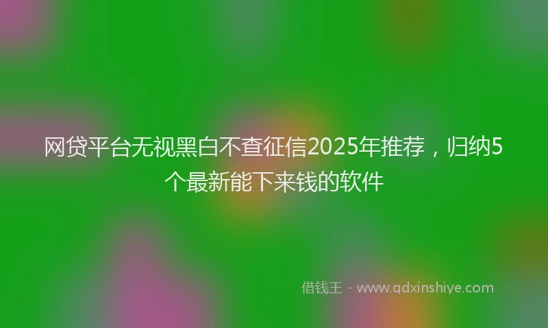 网贷平台无视黑白不查征信2025年推荐，归纳5个最新能下来钱的软件