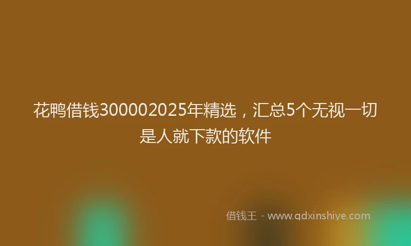 花鸭借钱300002025年精选，汇总5个无视一切是人就下款的软件