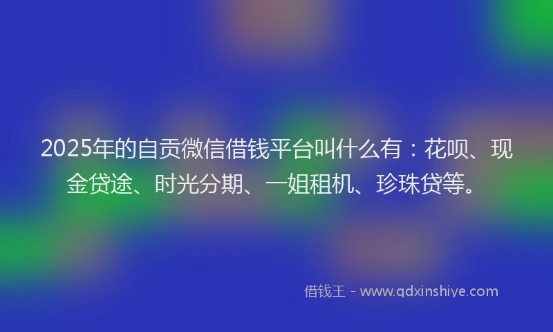 2025年的自贡微信借钱平台叫什么有：花呗、现金贷途、时光分期、一姐租机、珍珠贷等。
