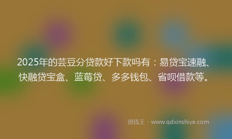 2025年的芸豆分贷款好下款吗有：易贷宝速融、快融贷宝盒、蓝莓贷、多多钱包、省呗借款等。