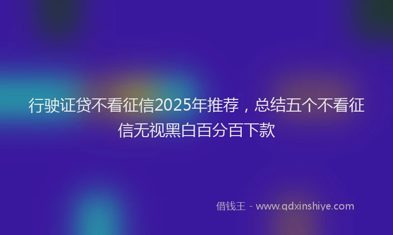 行驶证贷不看征信2025年推荐，总结五个不看征信无视黑白百分百下款