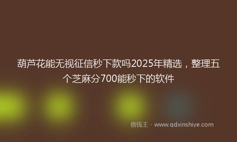 葫芦花能无视征信秒下款吗2025年精选，整理五个芝麻分700能秒下的软件