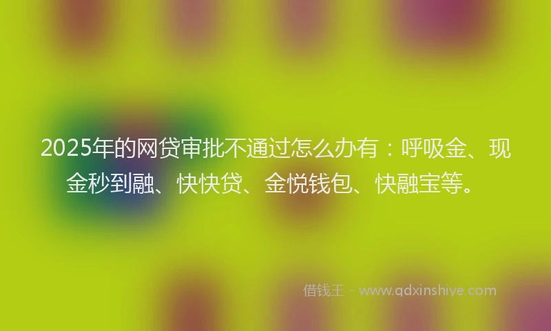 2025年的网贷审批不通过怎么办有：呼吸金、现金秒到融、快快贷、金悦钱包、快融宝等。