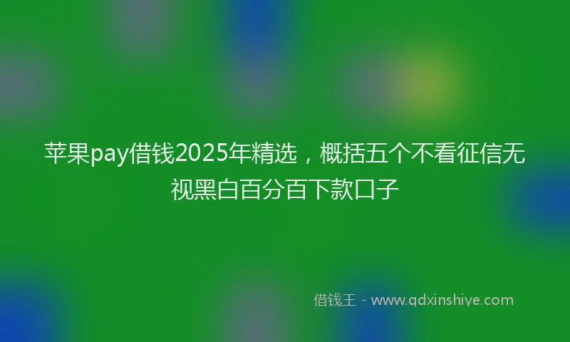 苹果pay借钱2025年精选，概括五个不看征信无视黑白百分百下款口子