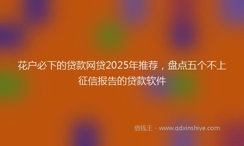 花户必下的贷款网贷2025年推荐，盘点五个不上征信报告的贷款软件