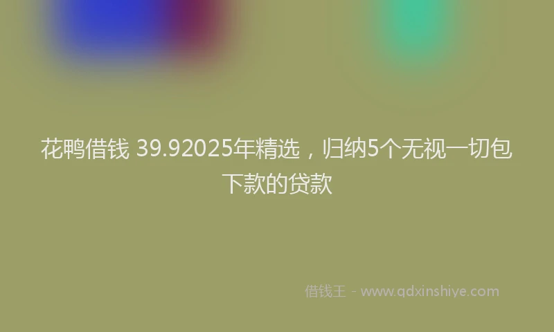 花鸭借钱 39.92025年精选，归纳5个无视一切包下款的贷款