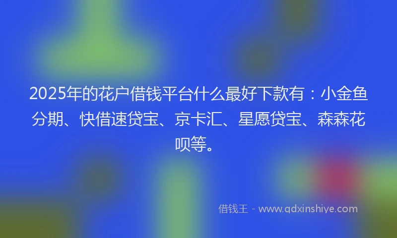 2025年的花户借钱平台什么最好下款有：小金鱼分期、快借速贷宝、京卡汇、星愿贷宝、森森花呗等。