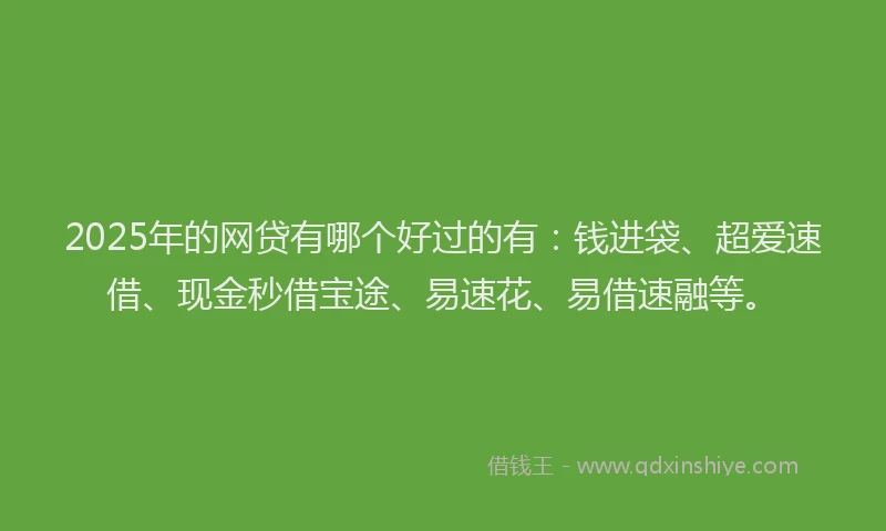 2025年的网贷有哪个好过的有：钱进袋、超爱速借、现金秒借宝途、易速花、易借速融等。