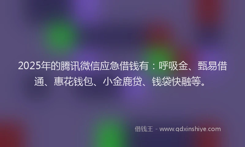 2025年的腾讯微信应急借钱有：呼吸金、甄易借通、惠花钱包、小金鹿贷、钱袋快融等。