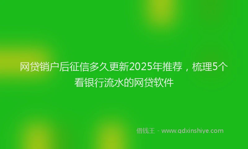 网贷销户后征信多久更新2025年推荐，梳理5个看银行流水的网贷软件