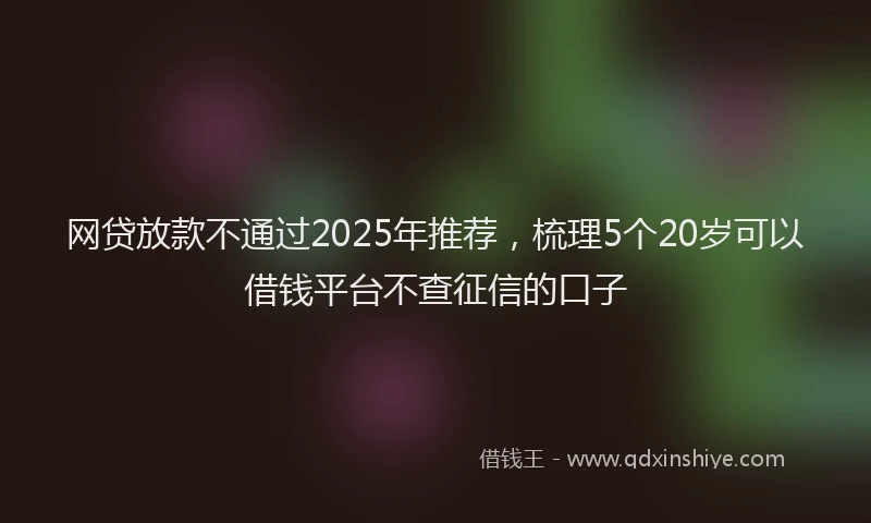 网贷放款不通过2025年推荐，梳理5个20岁可以借钱平台不查征信的口子
