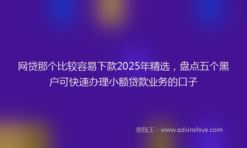 网贷那个比较容易下款2025年精选，盘点五个黑户可快速办理小额贷款业务的口子