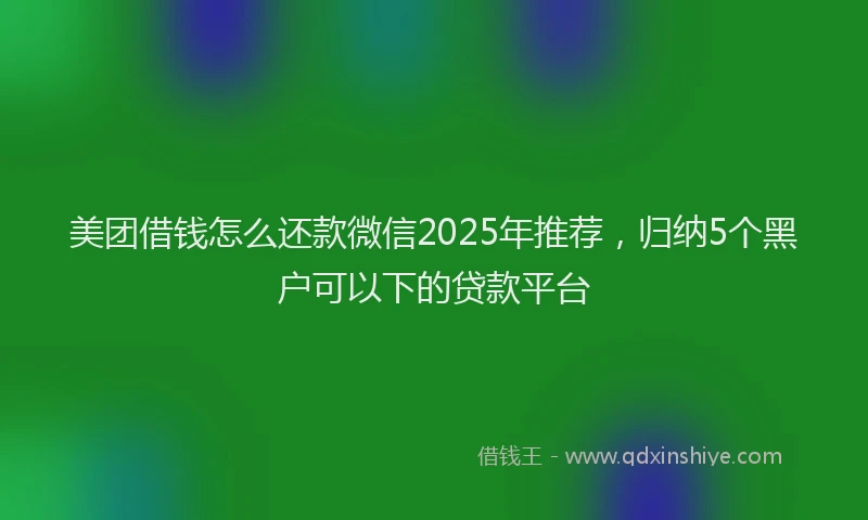 美团借钱怎么还款微信2025年推荐，归纳5个黑户可以下的贷款平台