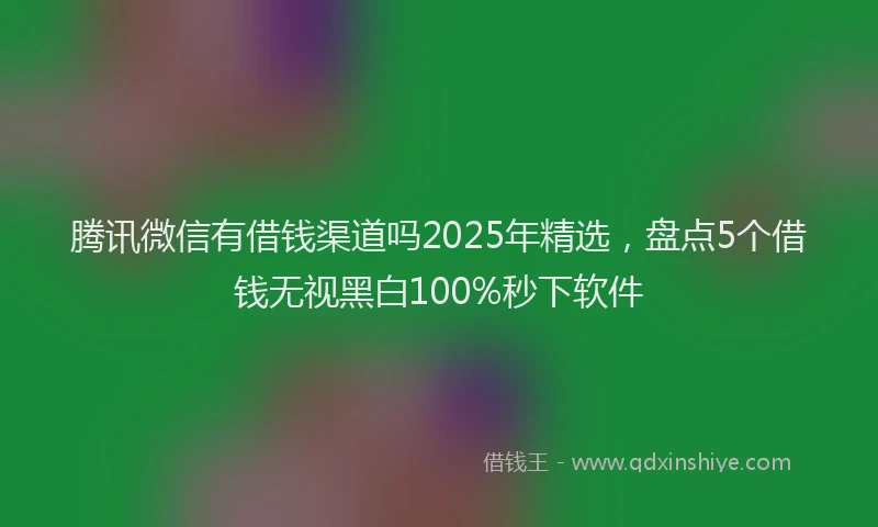 腾讯微信有借钱渠道吗2025年精选，盘点5个借钱无视黑白100%秒下软件